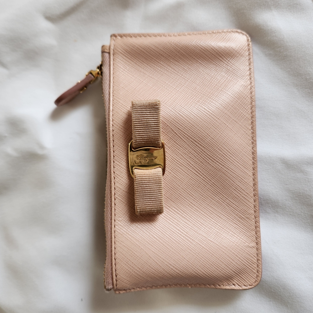 Ferragamo Pink Coin Purse with Gold Accents